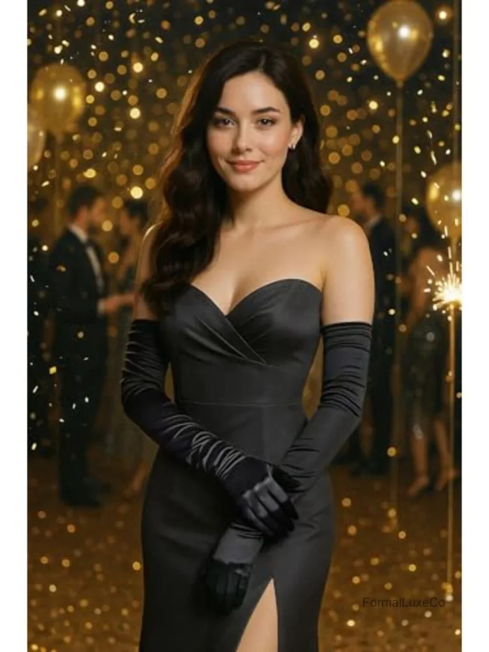 Opera Length Satin Gloves Stretchy Formal Party Costume Accessory